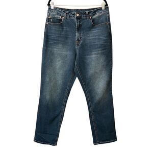 Frye high waisted straight leg medium wash jeans